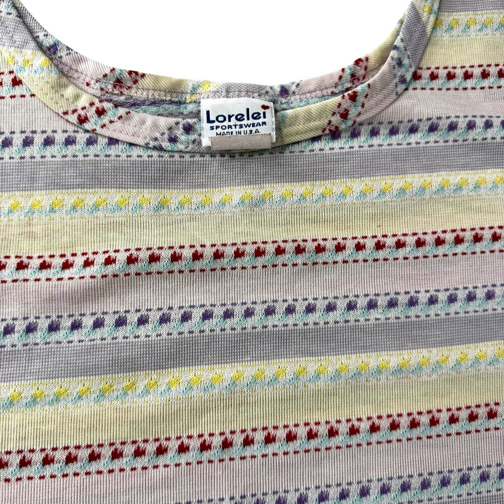 Vtg Pastel Knit Tank Top 80s Cottagecore Coquette Soft Aesthetic Wmns Lg Boxy